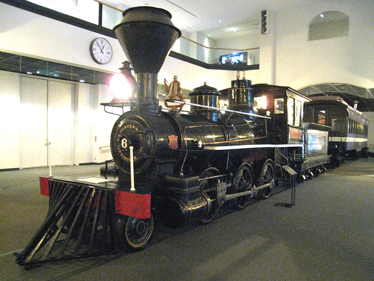 A preserved steam locomotive on display at the Otaru City Museum