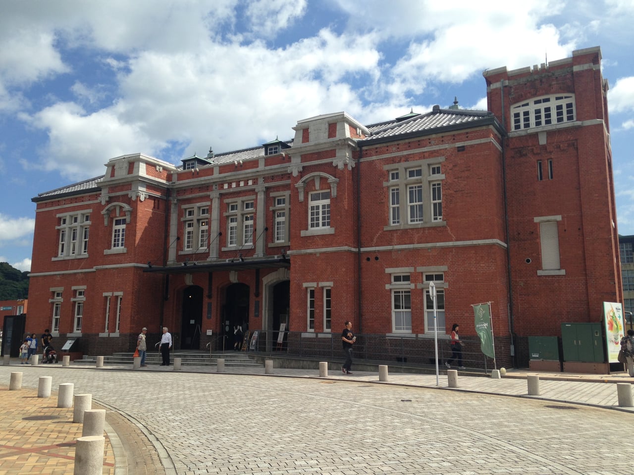 The red-brick former Moji Customs House, a landmark historic building in the Mojiko Retro waterfront district of Kitakyushu.