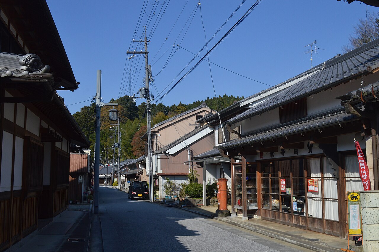 A street of old timber and plaster merchant houses in Uda-Matsuyama